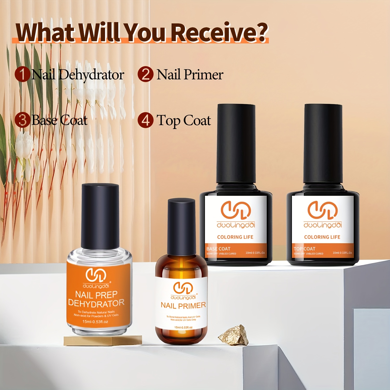 Nail Dehydrator Primer - 4 pezzi di Top Coat e